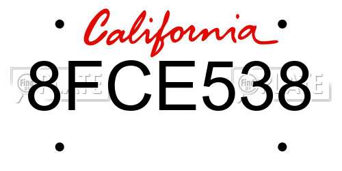 8FCE538 California License Plate