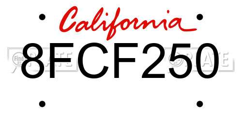 8FCF250 California License Plate