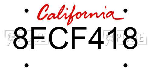 8FCF418 California License Plate