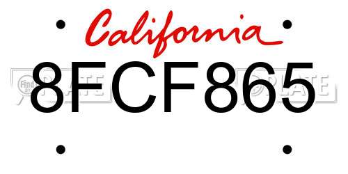 8FCF865 California License Plate
