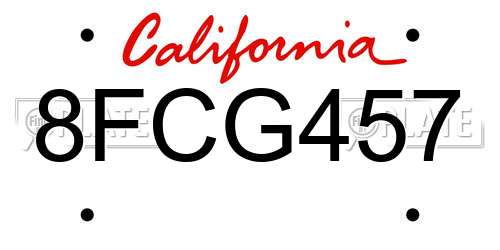 8FCG457 California License Plate