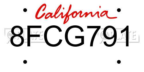8FCG791 California License Plate