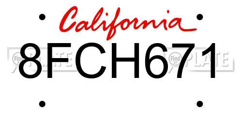 8FCH671 California License Plate