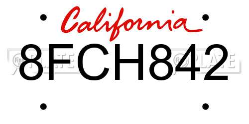 8FCH842 California License Plate