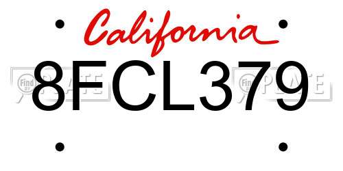 8FCL379 California License Plate