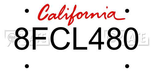 8FCL480 California License Plate