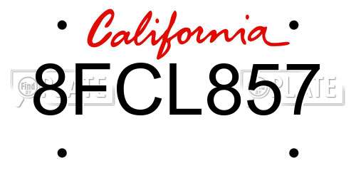 8FCL857 California License Plate