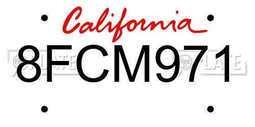 8FCM971 California License Plate