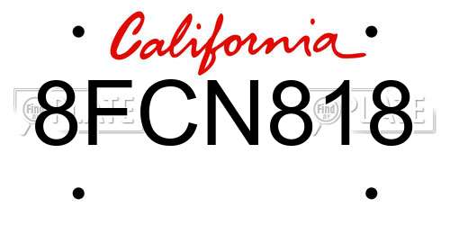 8FCN818 California License Plate