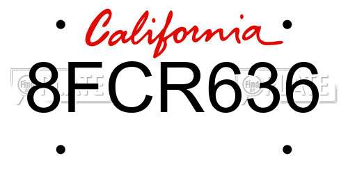 8FCR636 California License Plate