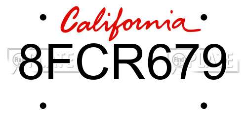 8FCR679 California License Plate