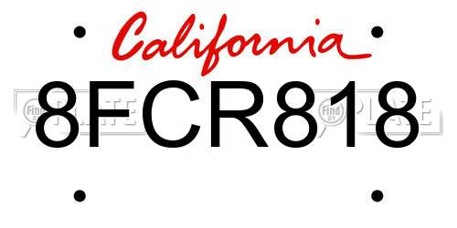 8FCR818 California License Plate