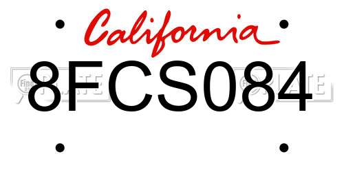 8FCS084 California License Plate