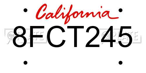 8FCT245 California License Plate