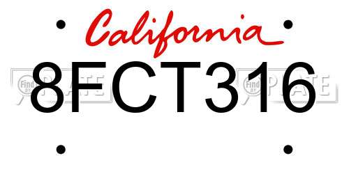 8FCT316 California License Plate