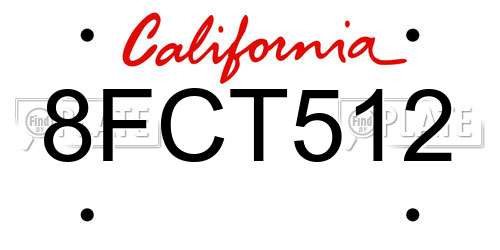 8FCT512 California License Plate