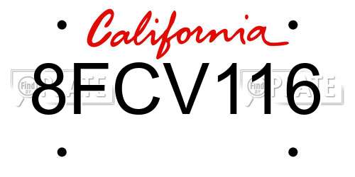 8FCV116 California License Plate