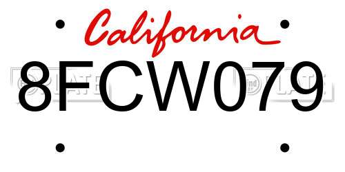 8FCW079 California License Plate