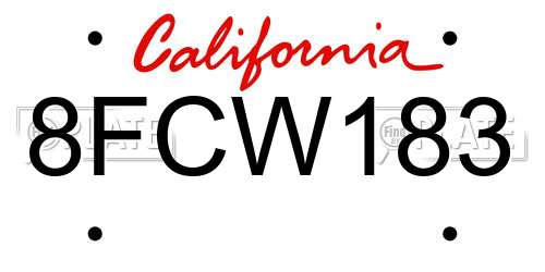 8FCW183 California License Plate