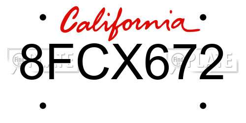 8FCX672 California License Plate