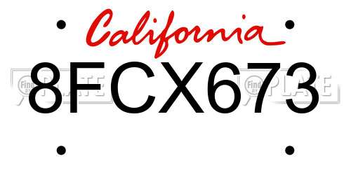 8FCX673 California License Plate