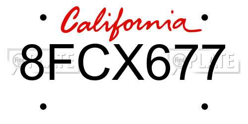 8FCX677 California License Plate