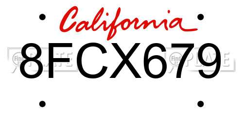8FCX679 California License Plate