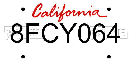 8FCY064 California License Plate