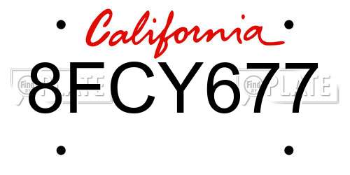 8FCY677 California License Plate