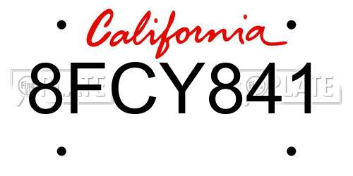 8FCY841 California License Plate