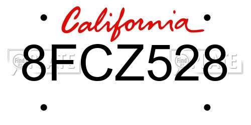 8FCZ528 California License Plate