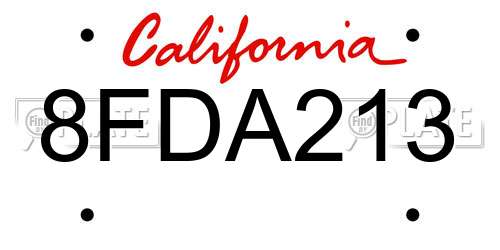 8FDA213 California License Plate
