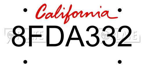 8FDA332 California License Plate