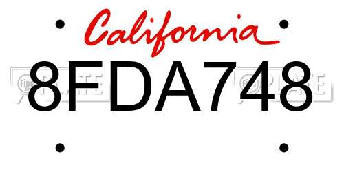 8FDA748 California License Plate