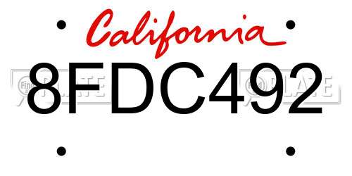 8FDC492 California License Plate