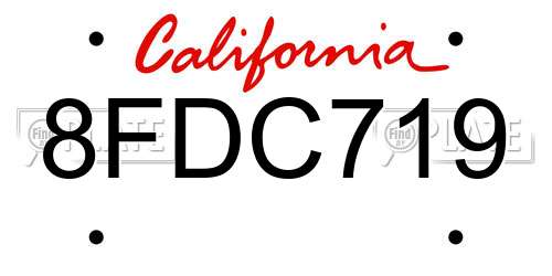 8FDC719 California License Plate