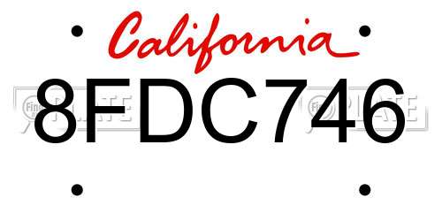 8FDC746 California License Plate