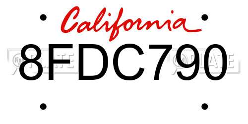 8FDC790 California License Plate