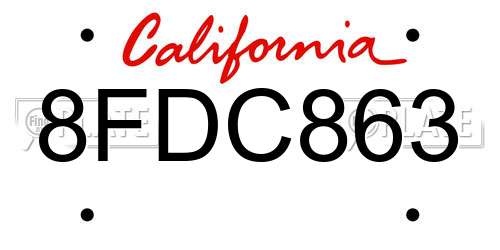 8FDC863 California License Plate