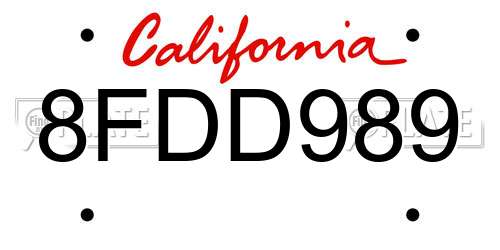 8FDD989 California License Plate