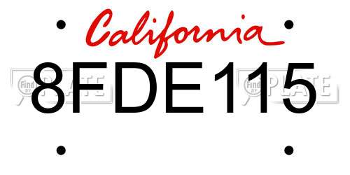 8FDE115 California License Plate