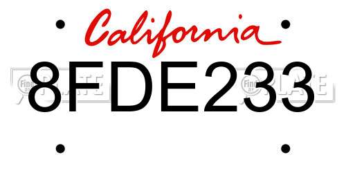 8FDE233 California License Plate