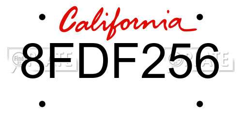 8FDF256 California License Plate