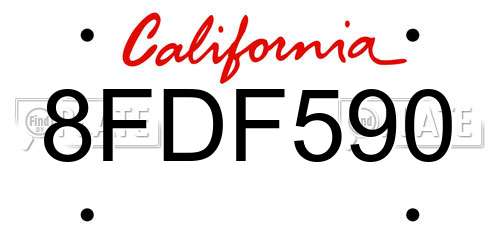 8FDF590 California License Plate
