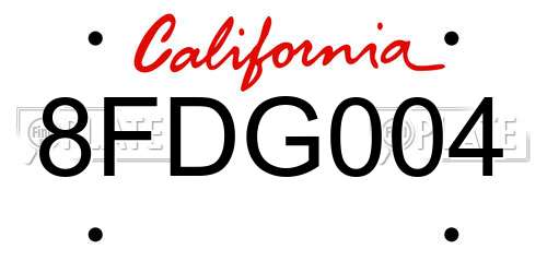 8FDG004 California License Plate