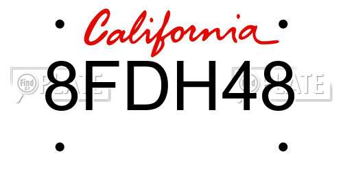 8FDH48 California License Plate