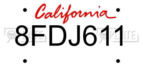 8FDJ611 California License Plate