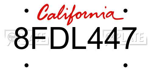 8FDL447 California License Plate