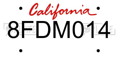 8FDM014 California License Plate