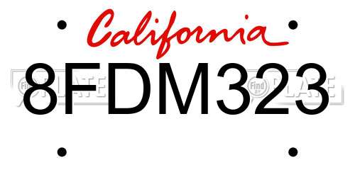 8FDM323 California License Plate